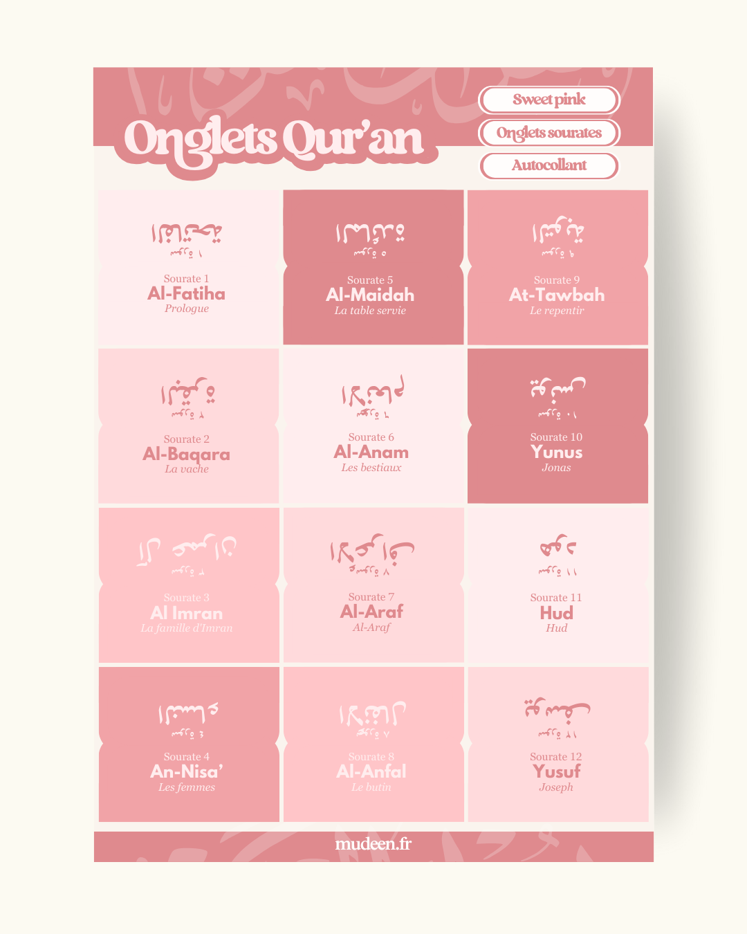 Onglets Qur'an sweet pink