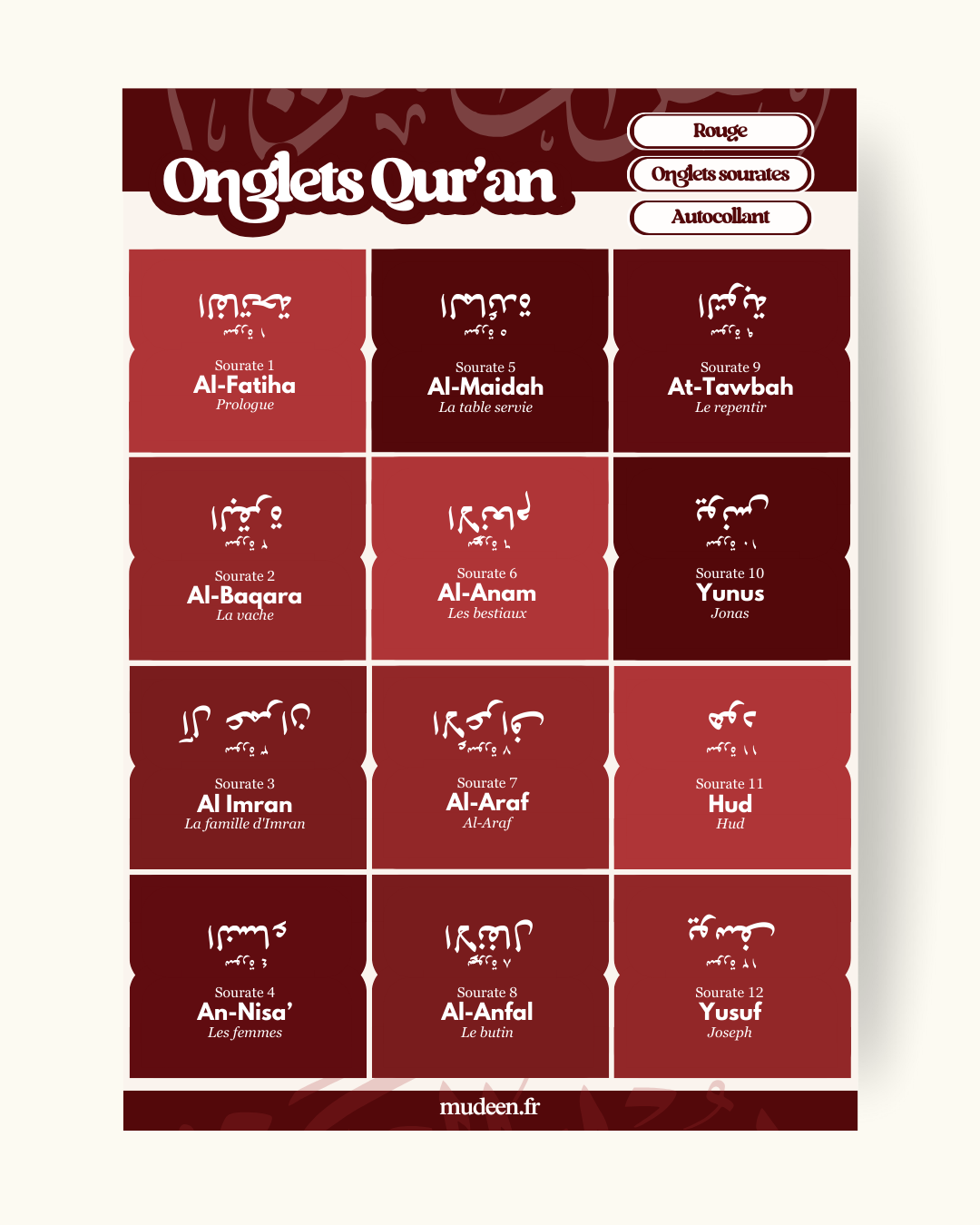 Onglets Qur'an rouge