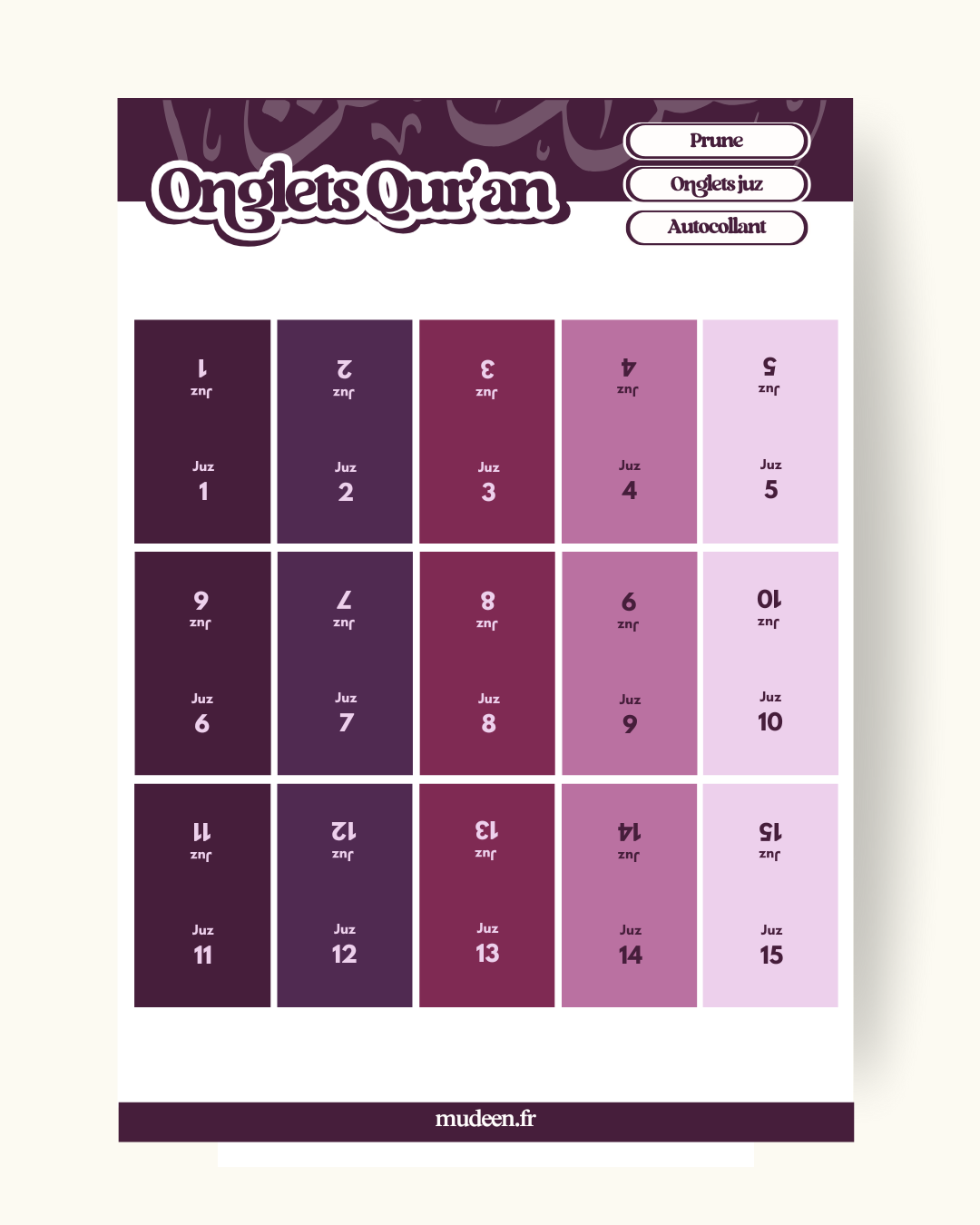 Onglets Juz prune