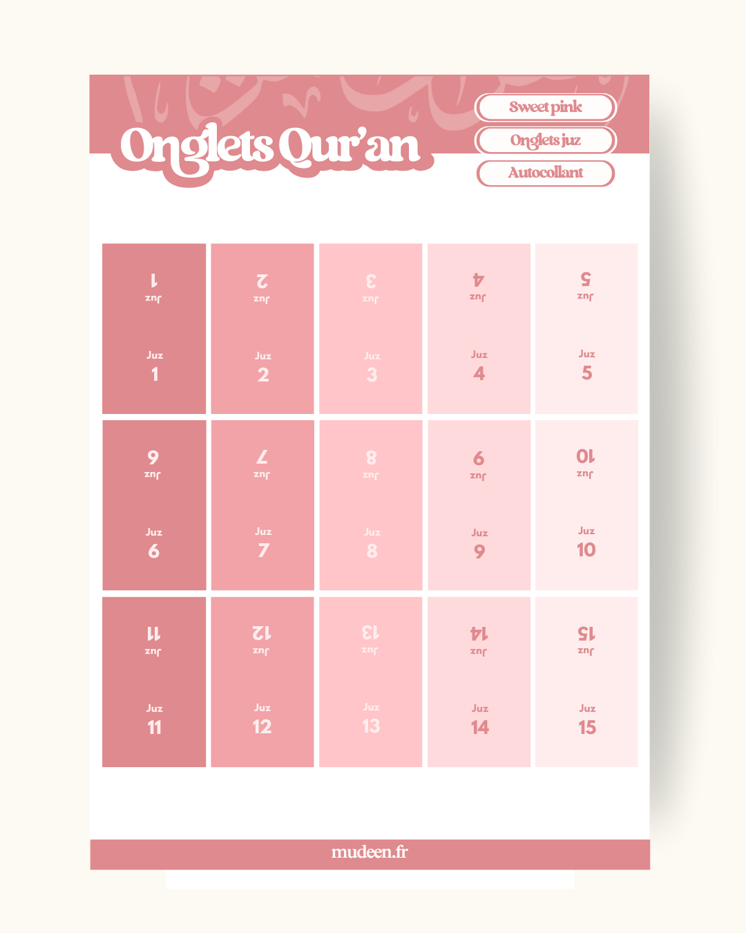 Onglets Juz sweet pink