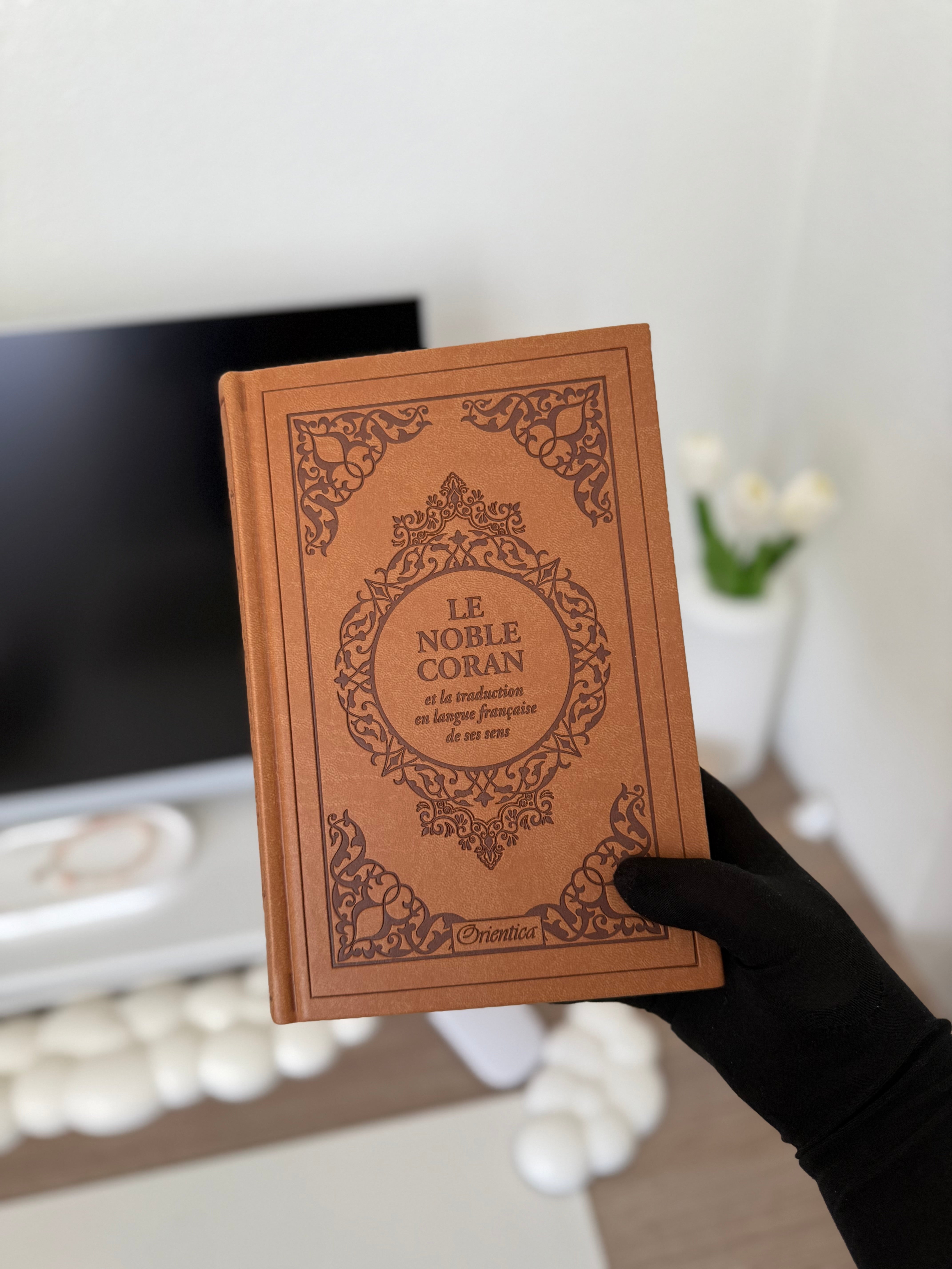 Le Noble Coran (bilingue français/arabe) - Edition de luxe couverture cartonnée en cuir marron