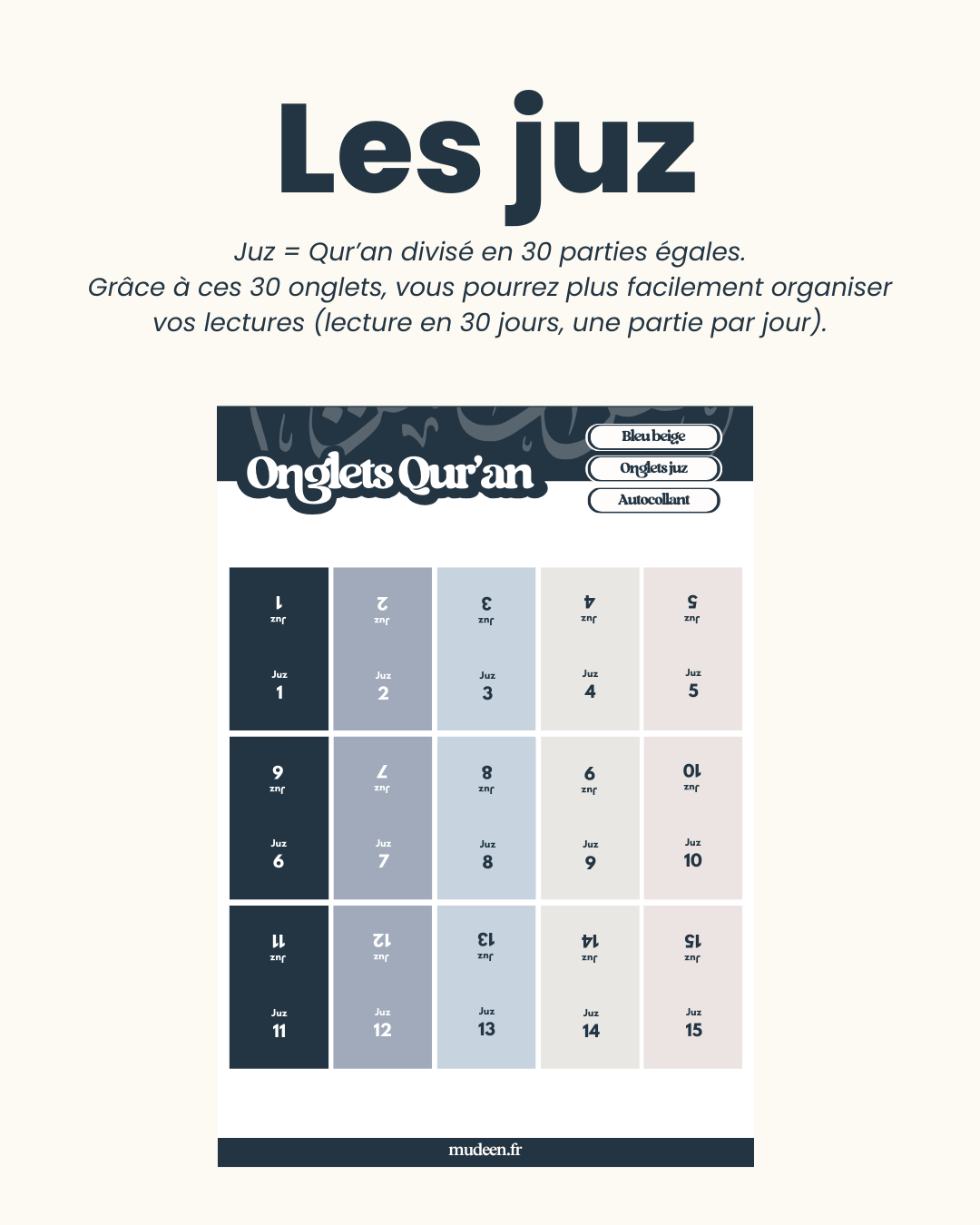 30 onglets juz (plastifiés premium)