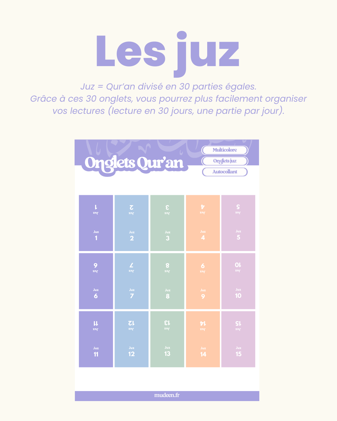 30 onglets juz (plastifiés premium)