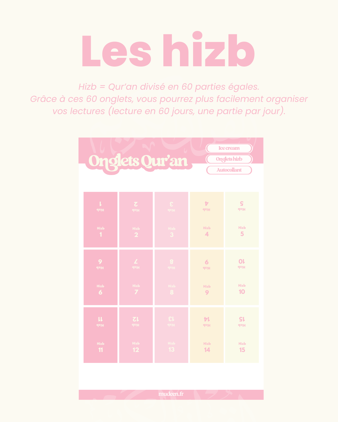 60 onglets hizb (Plastifiés premium)