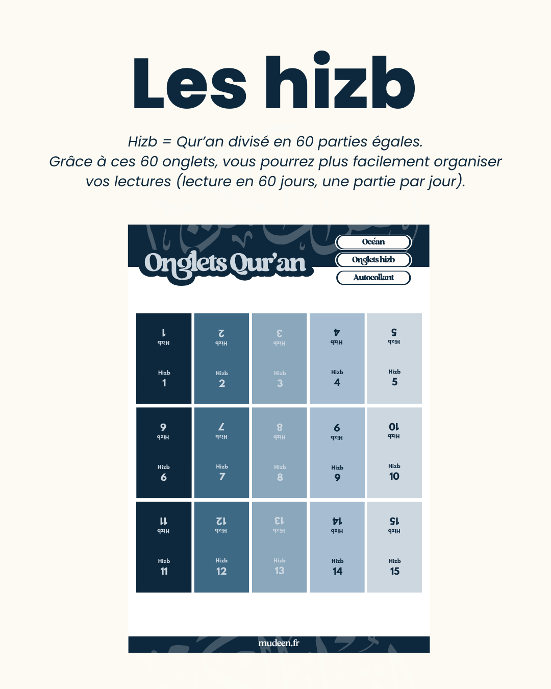 60 onglets hizb (Plastifiés premium)