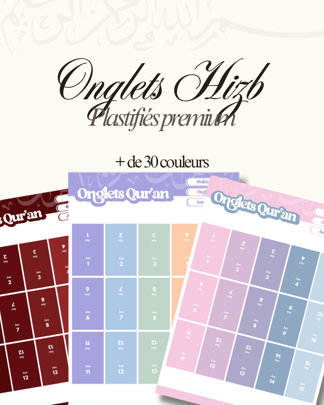 60 onglets hizb (Plastifiés premium)
