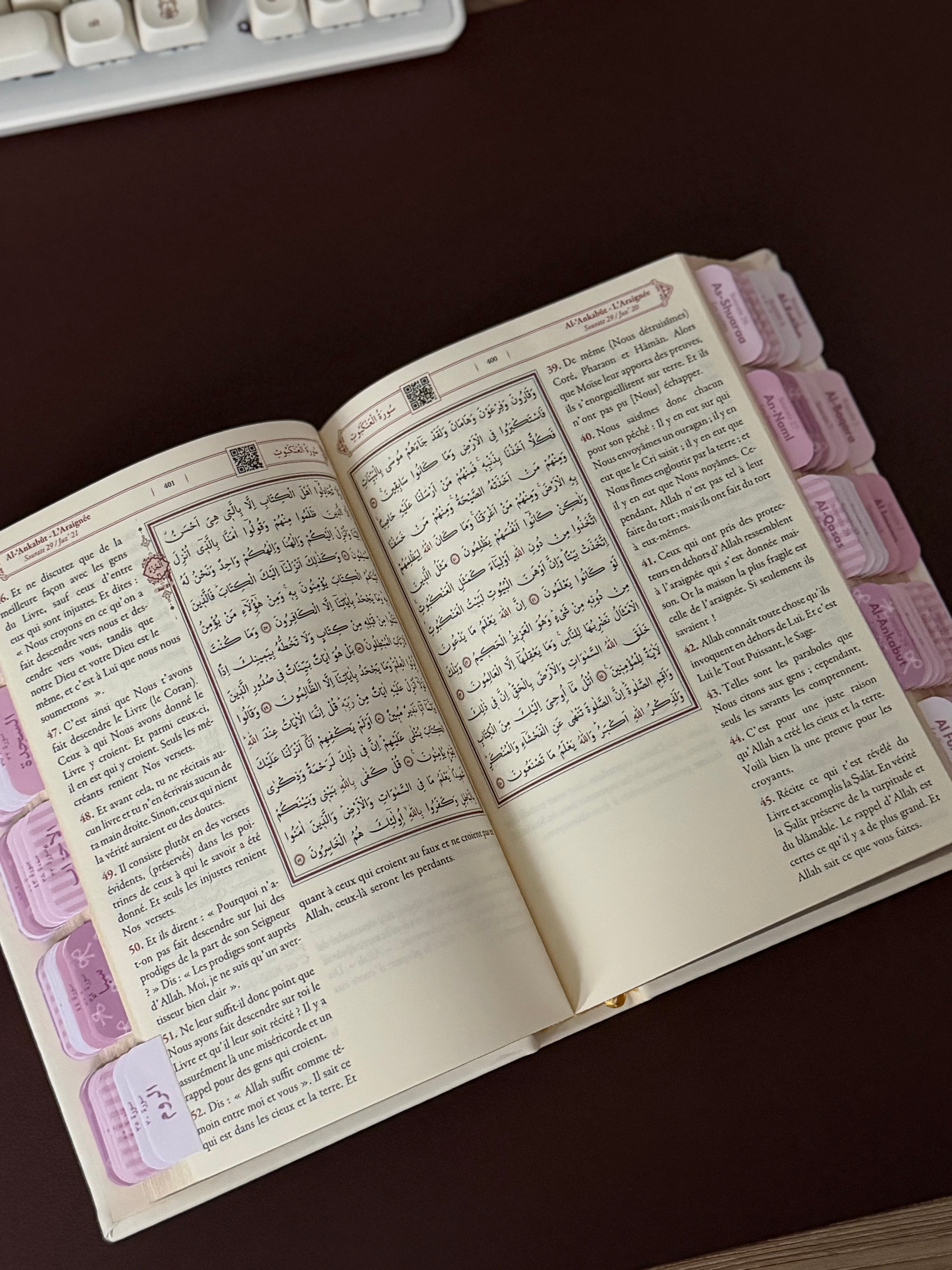 Quran avec onglets Girly rose