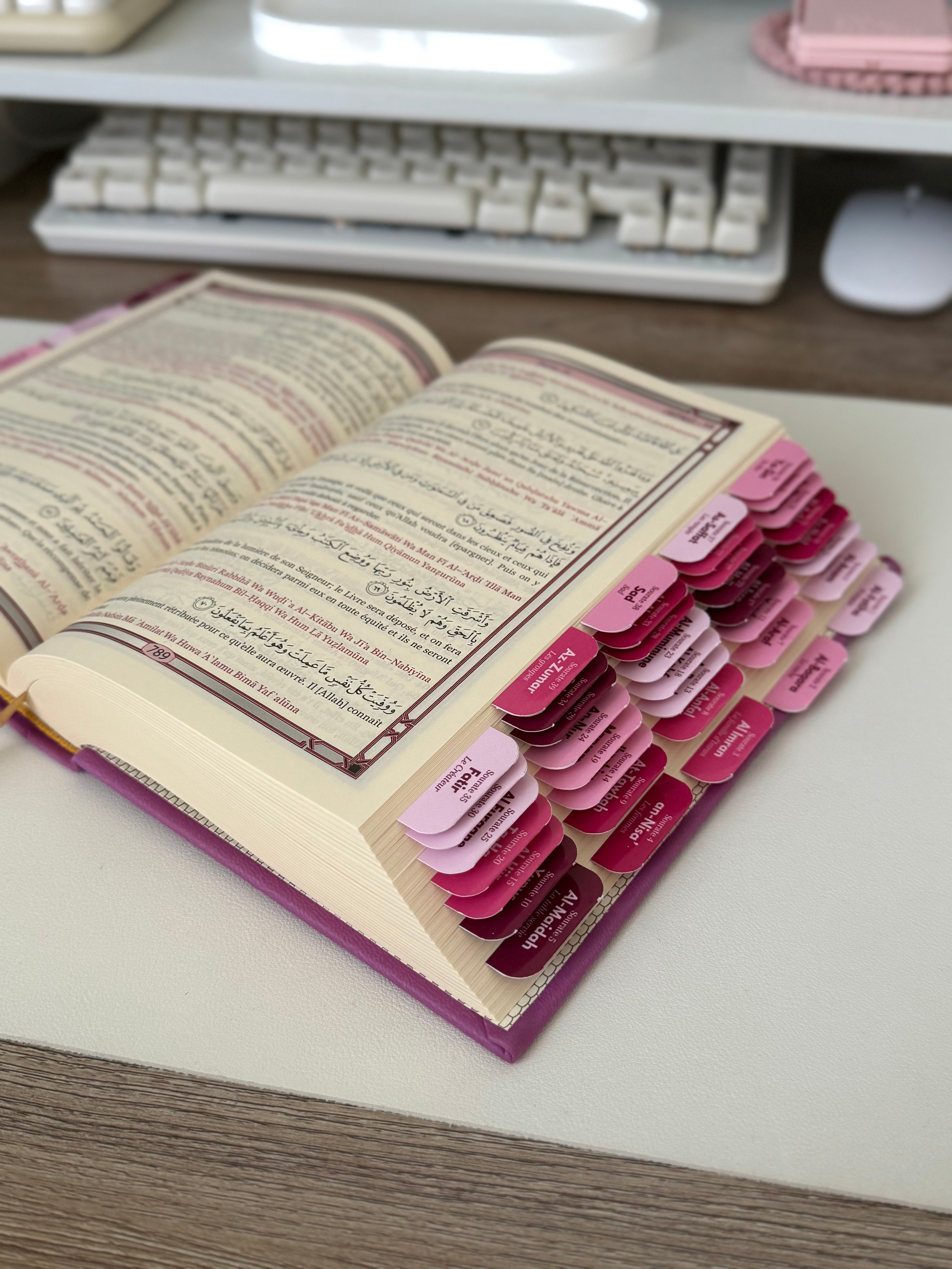 Onglets Qur'an framboise
