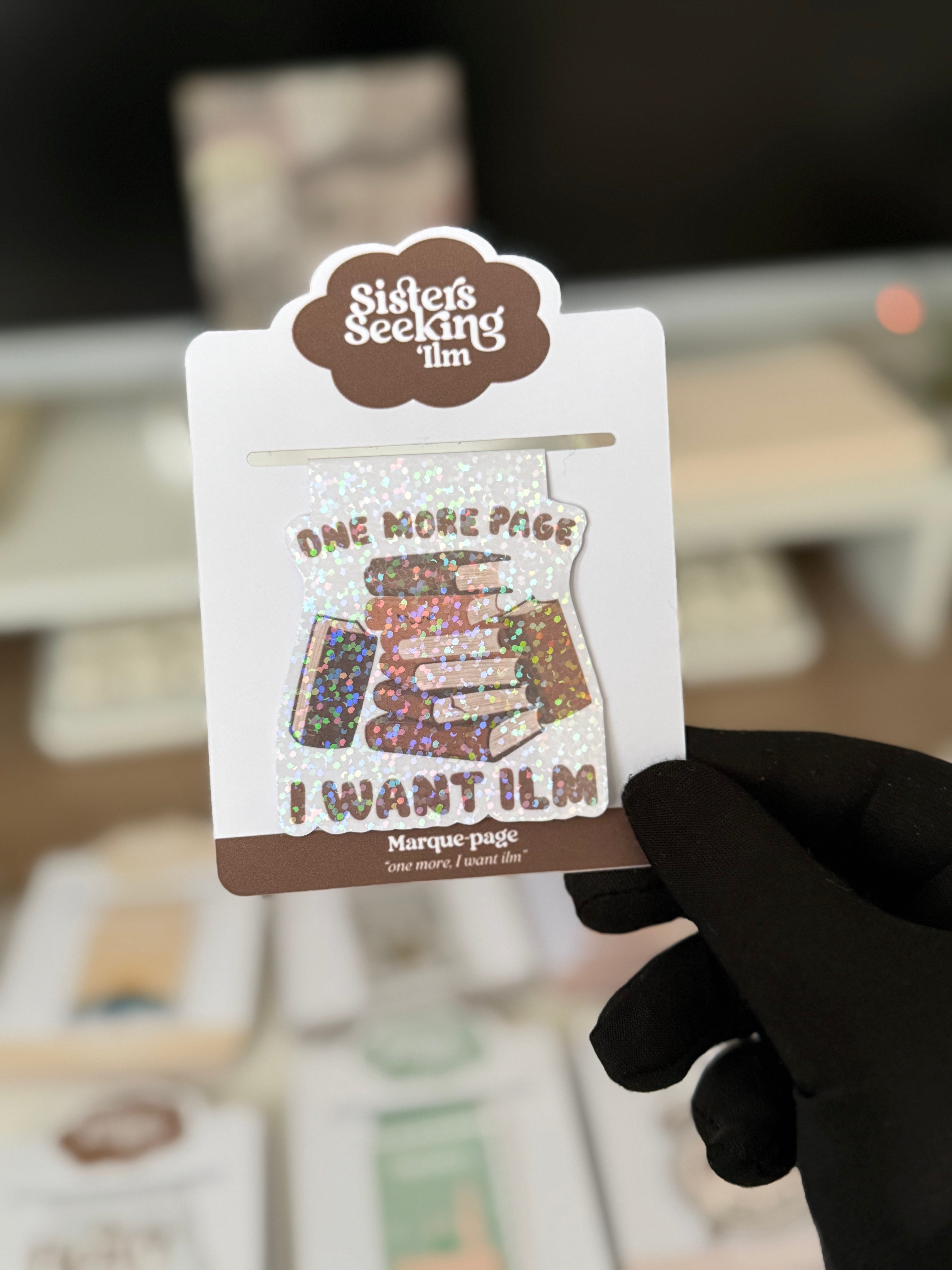 "One more page" magnetic bookmark