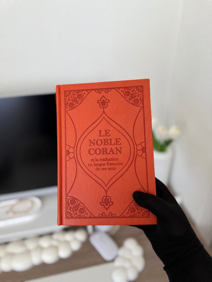 Le Noble Coran (bilingue français/arabe) - Edition de luxe couverture cartonnée en cuir orange-saumon