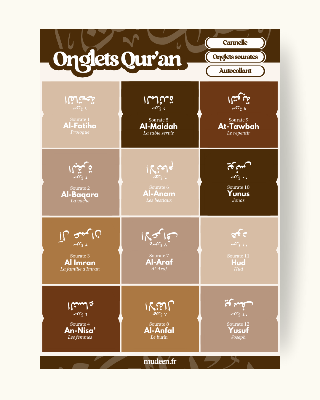 Onglets Qur'an cannelle