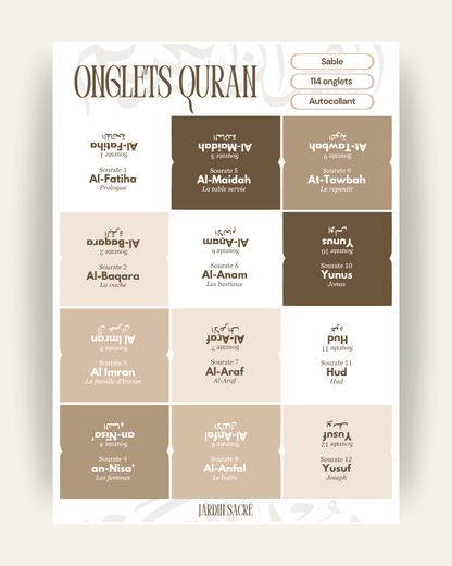 Onglets Coran sable