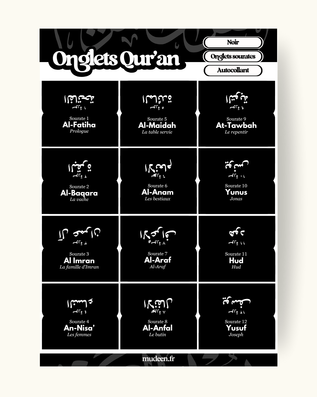 Onglets Qur'an noir