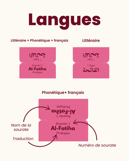 Onglets Qur'an cerise rosée