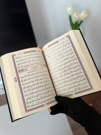 Coran spécial mosquée - Lecture Hafs - Couverture Noire dorée rigide (14 x 20 cm - tajlid)