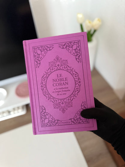 Le Noble Coran et la traduction en langue française de ses sens (bilingue français/arabe) - Edition de luxe couverture cartonnée en cuir mauve-violet
