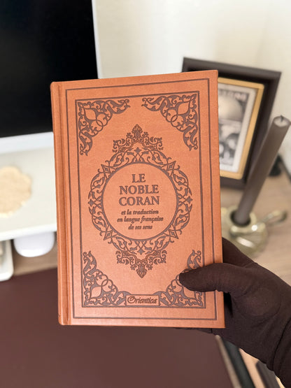 Le Noble Coran et la traduction en langue française de ses sens (bilingue français/arabe) - Edition de luxe couverture cartonnée en cuir marron