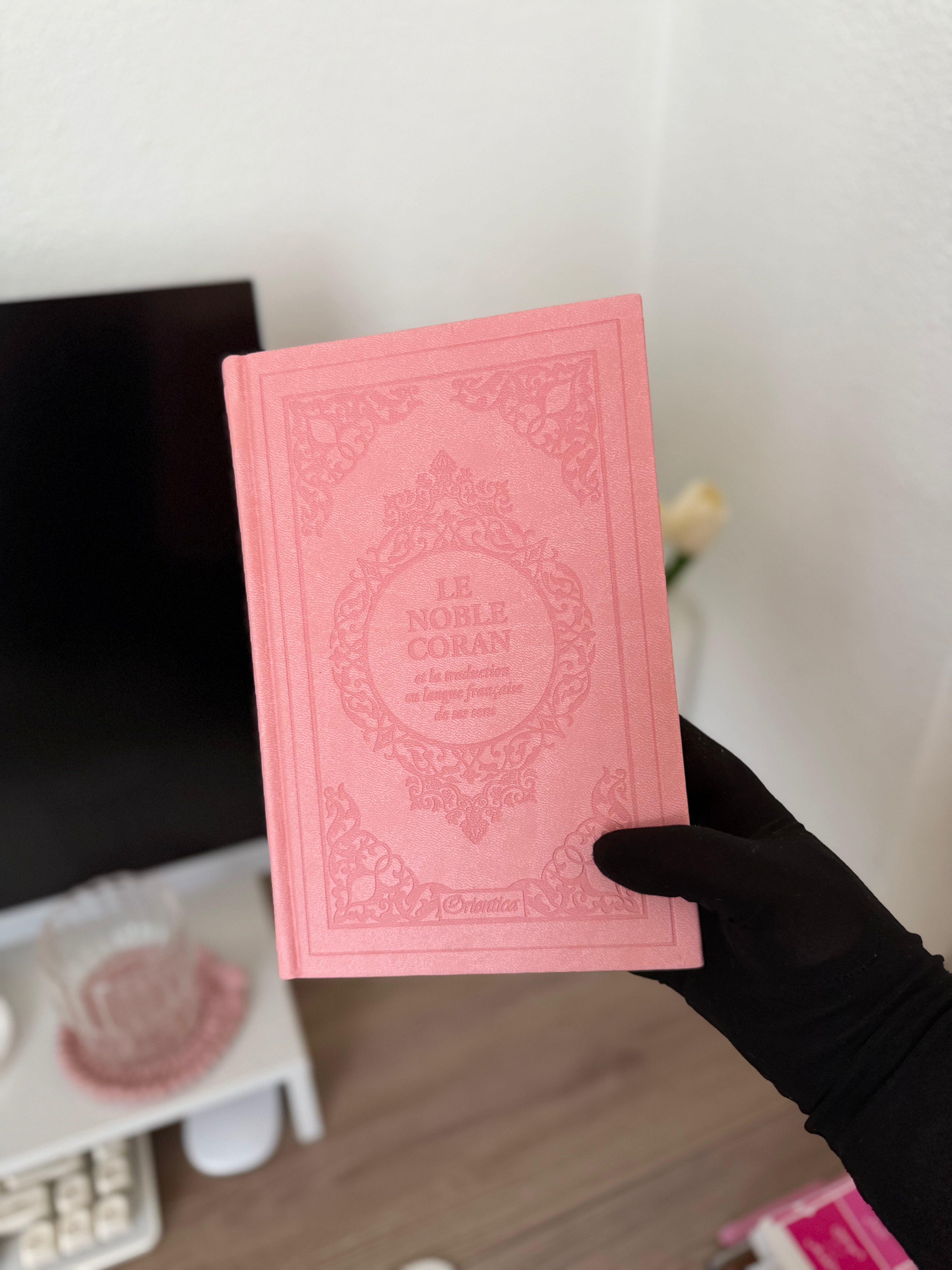 The Holy Quran - Phonetic Transcription and Translation of the Meanings into French - Deluxe Edition (Bordeaux Gold Leather Cover)