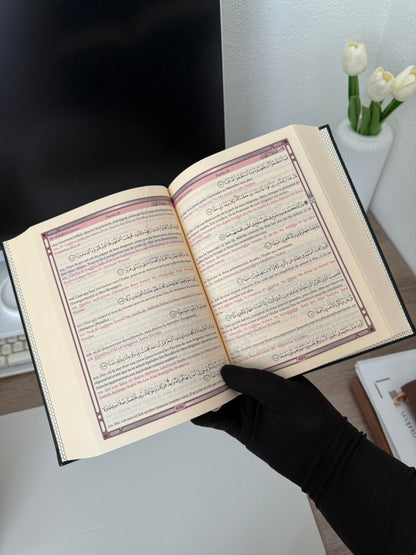 Le Saint Coran - Transcription phonétique de l'arabe et Traduction des sens en français - Edition de luxe (Couverture cuir de couleur Noir)