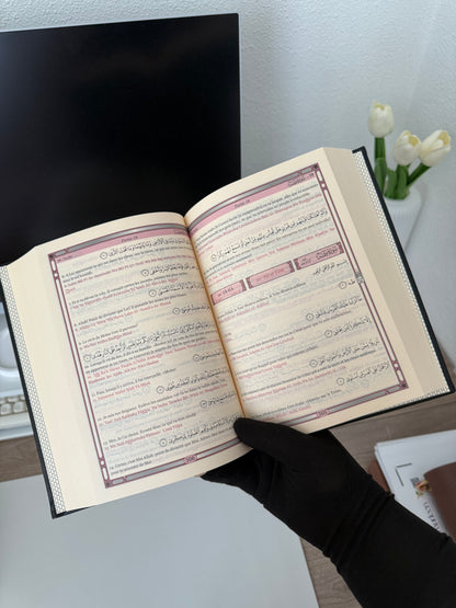 Le Saint Coran - Transcription phonétique de l'arabe et Traduction des sens en français - Edition de luxe (Couverture cuir de couleur Noir doré)